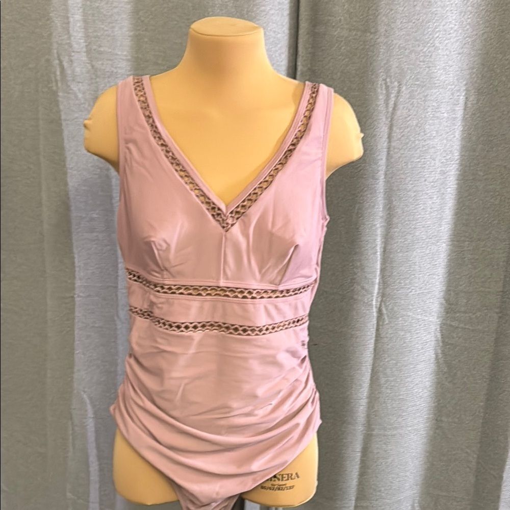 CupShe Pink One-Piece Swimsuit with Lace Details - Picture 14 of 14